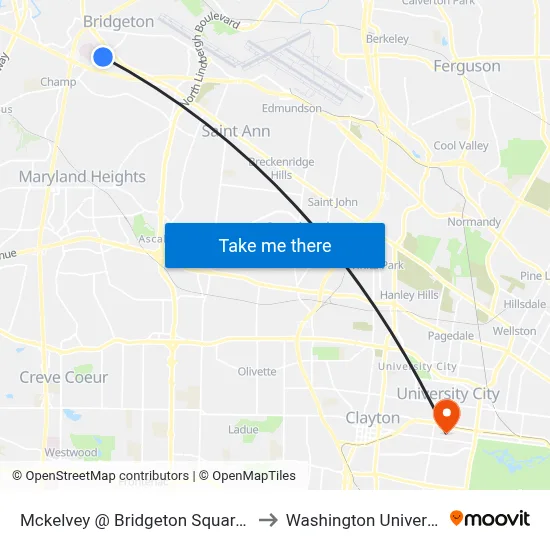 Mckelvey @ Bridgeton Square Eb to Washington University map
