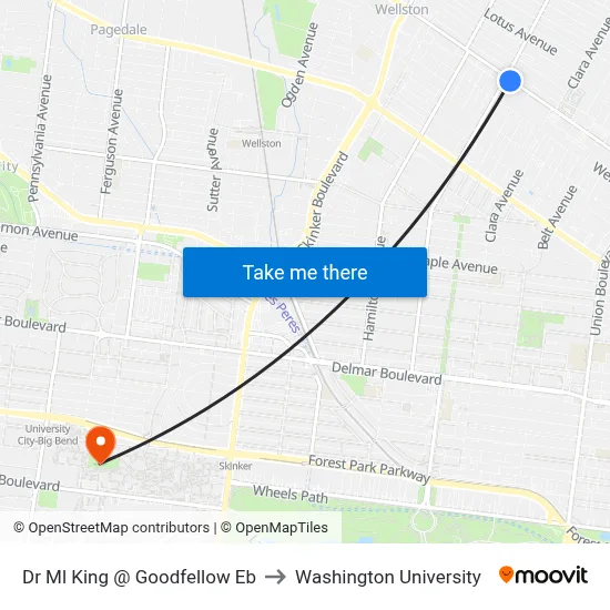 Dr Ml King @ Goodfellow Eb to Washington University map