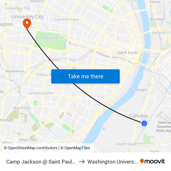 Camp Jackson @ Saint Paul Eb to Washington University map