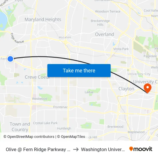 Olive @ Fern Ridge Parkway Wb to Washington University map
