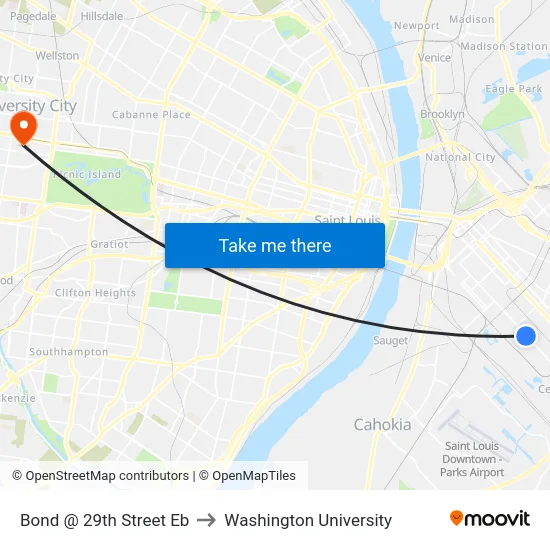Bond @ 29th Street Eb to Washington University map