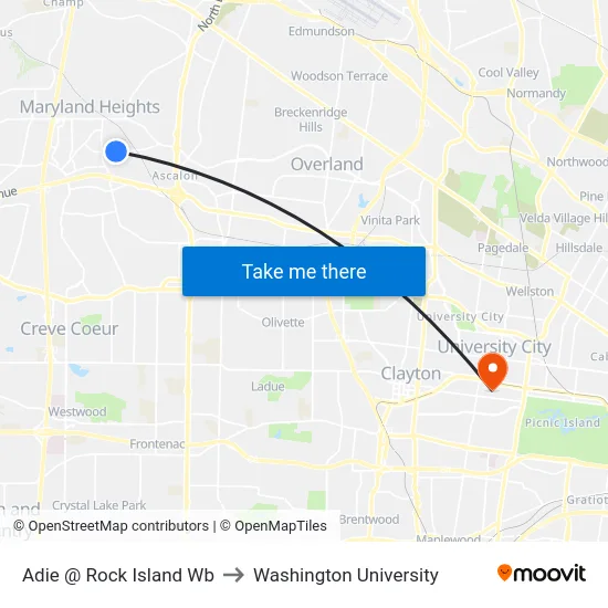 Adie @ Rock Island Wb to Washington University map