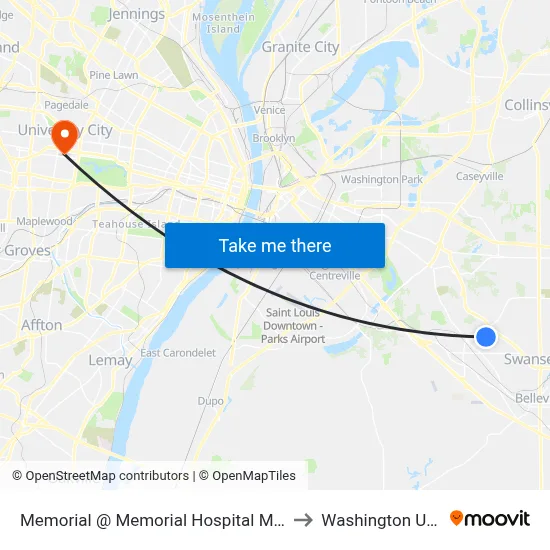 Memorial @ Memorial Hospital Main Entrance Eb to Washington University map