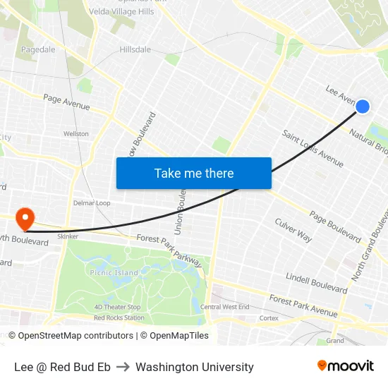 Lee @ Red Bud Eb to Washington University map