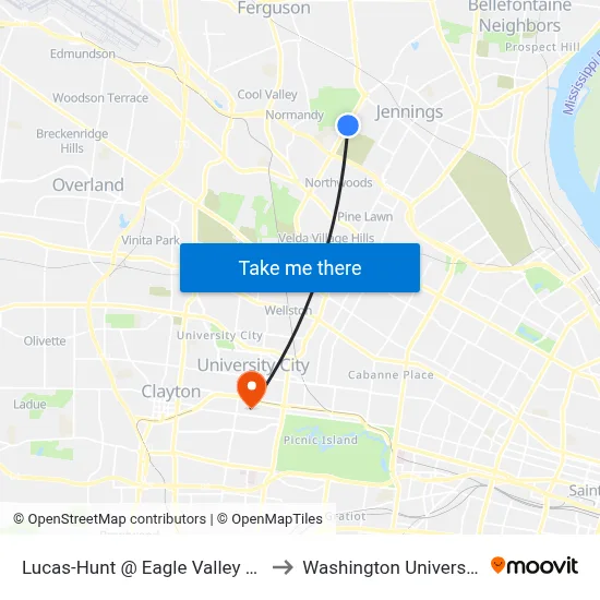 Lucas-Hunt @ Eagle Valley Nb to Washington University map