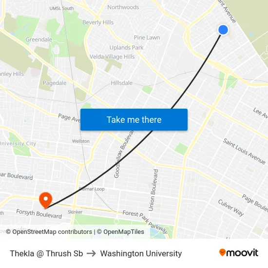 Thekla @ Thrush Sb to Washington University map