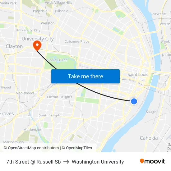 7th Street @ Russell Sb to Washington University map