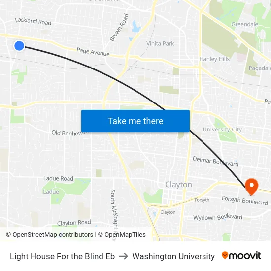 Light House For the Blind Eb to Washington University map