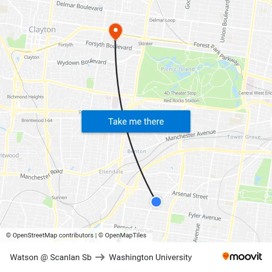 Watson @ Scanlan Sb to Washington University map