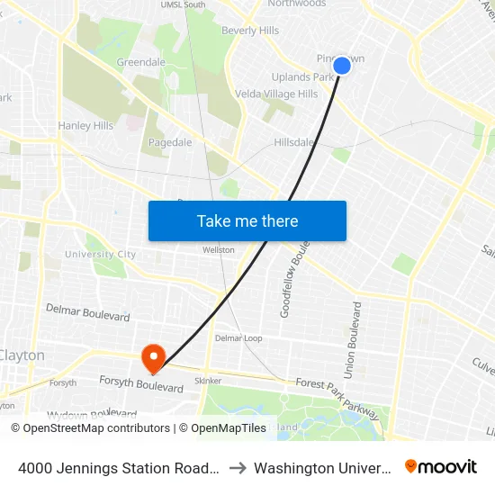 4000 Jennings Station Road Nb to Washington University map