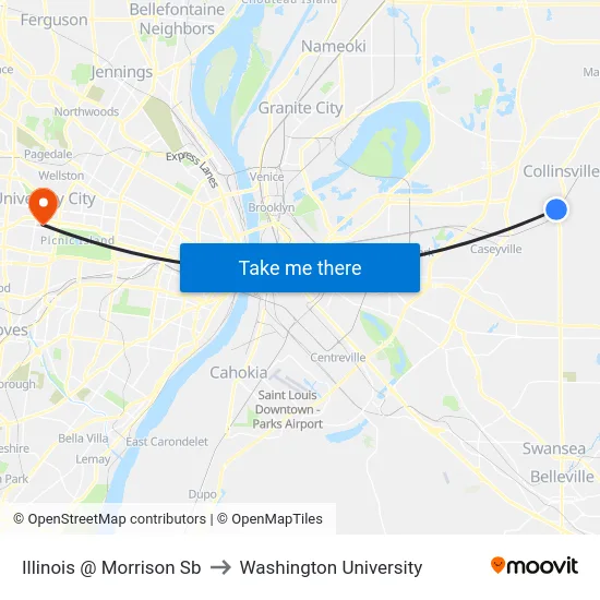 Illinois @ Morrison Sb to Washington University map
