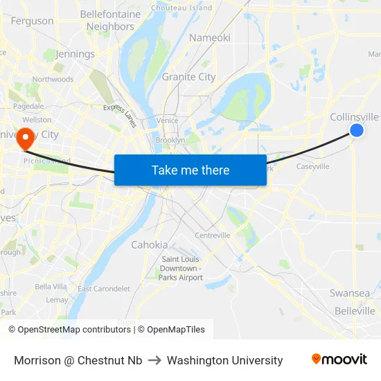 Morrison @ Chestnut Nb to Washington University map