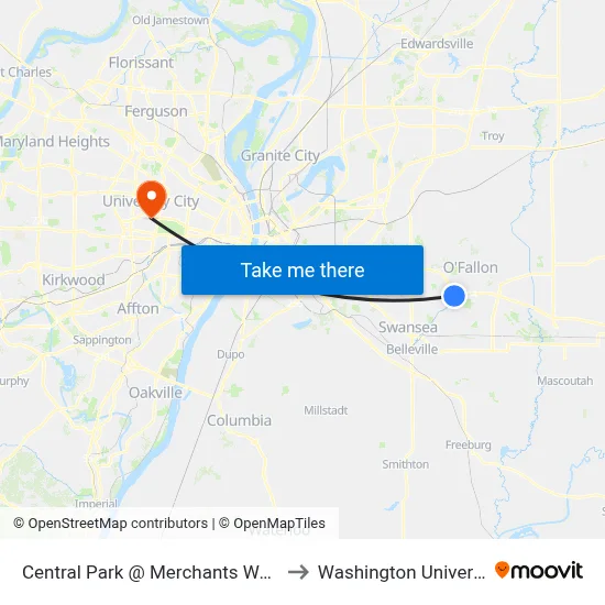 Central Park @ Merchants Way Eb to Washington University map
