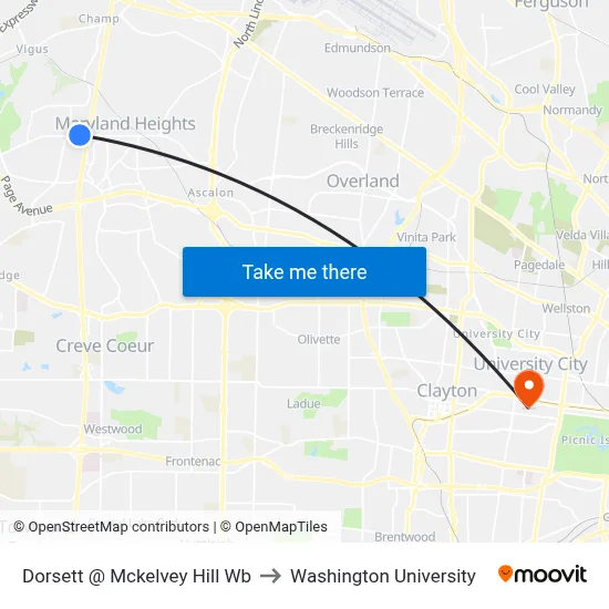 Dorsett @ Mckelvey Hill Wb to Washington University map