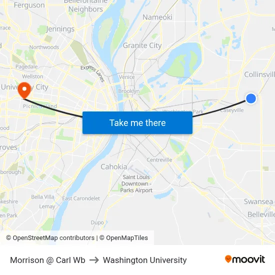 Morrison @ Carl Wb to Washington University map