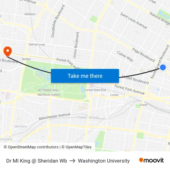 Dr Ml King @ Sheridan Wb to Washington University map