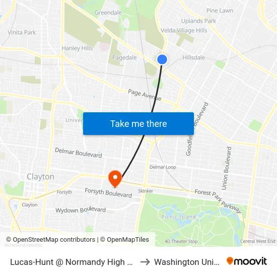 Lucas-Hunt @ Normandy High School Nb to Washington University map