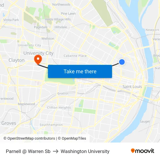 Parnell @ Warren Sb to Washington University map