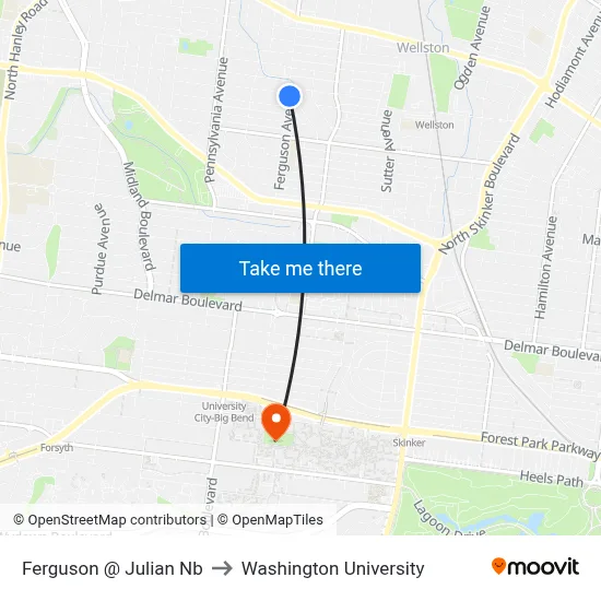 Ferguson @ Julian Nb to Washington University map
