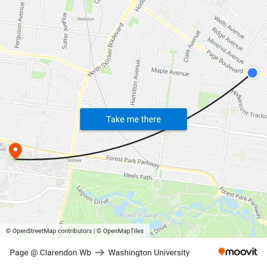 Page @ Clarendon Wb to Washington University map