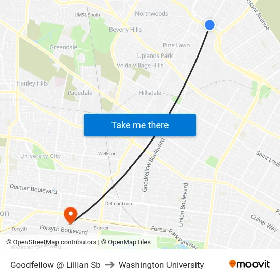 Goodfellow @ Lillian Sb to Washington University map