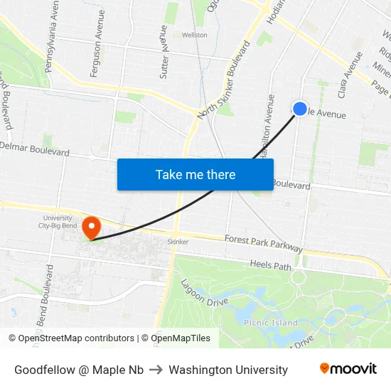 Goodfellow @ Maple Nb to Washington University map