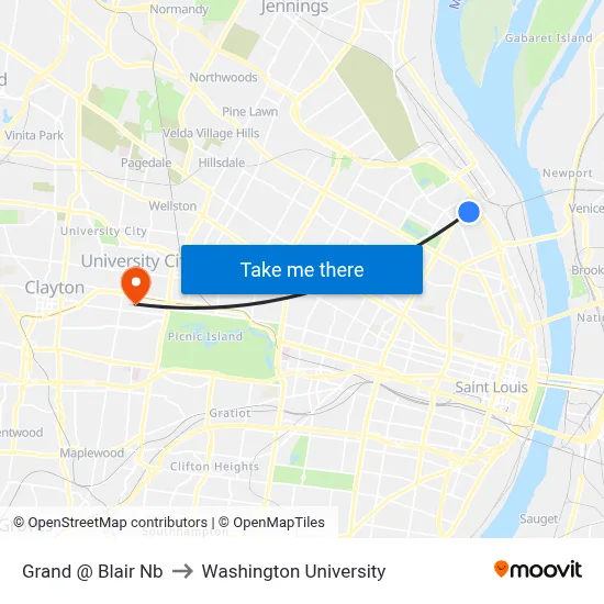 Grand @ Blair Nb to Washington University map
