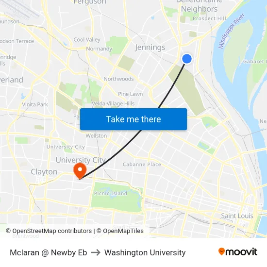 Mclaran @ Newby Eb to Washington University map