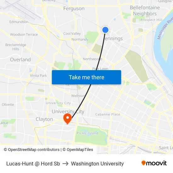 Lucas-Hunt @ Hord Sb to Washington University map