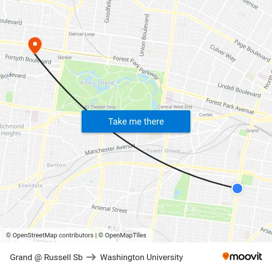 Grand @ Russell Sb to Washington University map