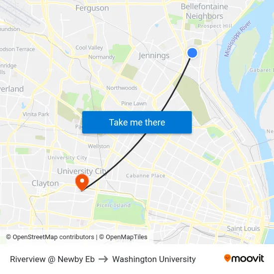 Riverview @ Newby Eb to Washington University map