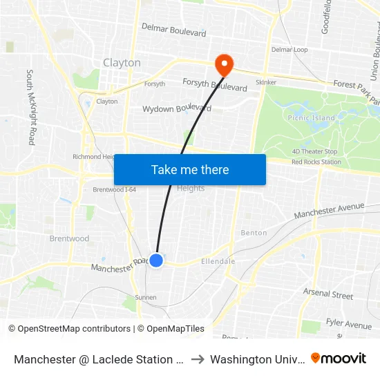 Manchester @ Laclede Station Road Wb to Washington University map