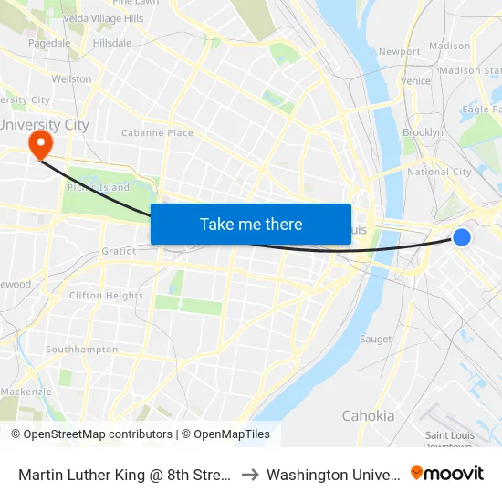Martin Luther King @ 8th Street Wb to Washington University map