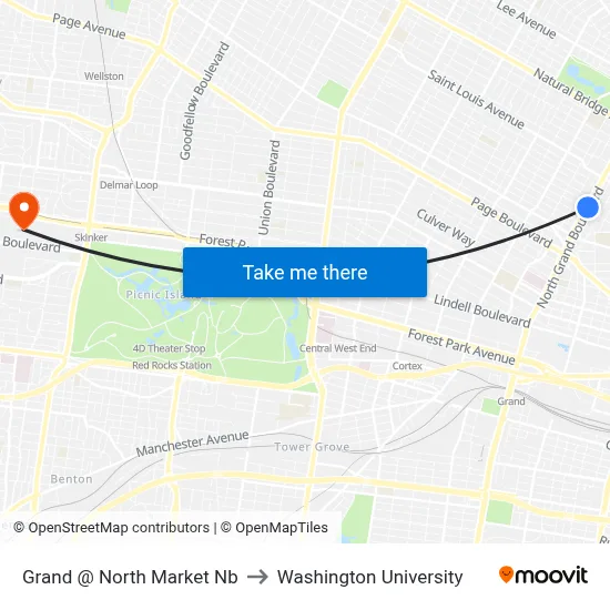 Grand @ North Market Nb to Washington University map