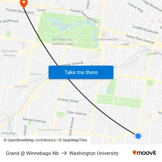 Grand @ Winnebago Nb to Washington University map