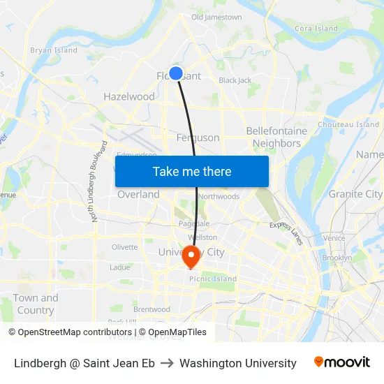 Lindbergh @ Saint Jean Eb to Washington University map