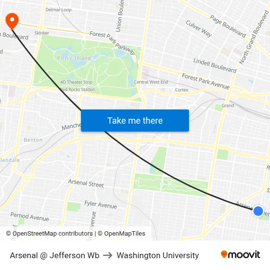 Arsenal @ Jefferson Wb to Washington University map