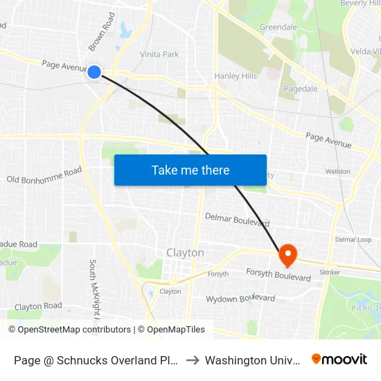 Page @ Schnucks Overland Plaza Eb to Washington University map