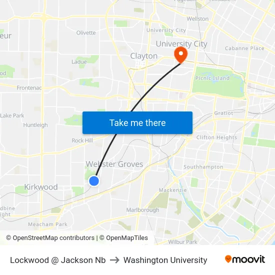 Lockwood @ Jackson Nb to Washington University map
