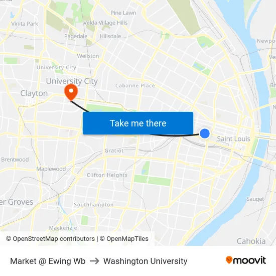 Market @ Ewing Wb to Washington University map