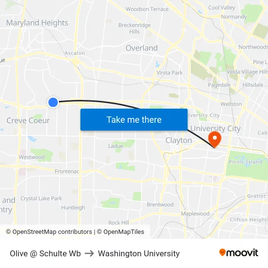 Olive @ Schulte Wb to Washington University map