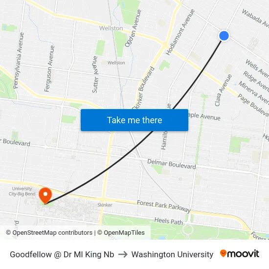 Goodfellow @ Dr Ml King Nb to Washington University map