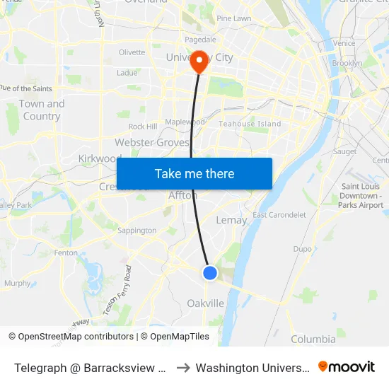 Telegraph @ Barracksview Nb to Washington University map