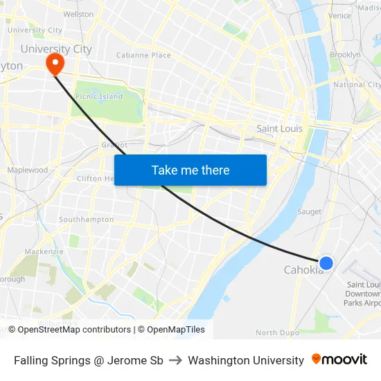 Falling Springs @ Jerome Sb to Washington University map