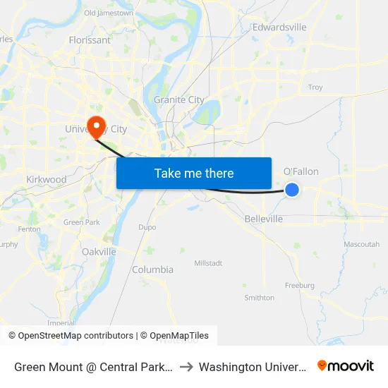 Green Mount @ Central Park Sb to Washington University map