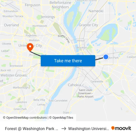 Forest @ Washington Park Eb to Washington University map