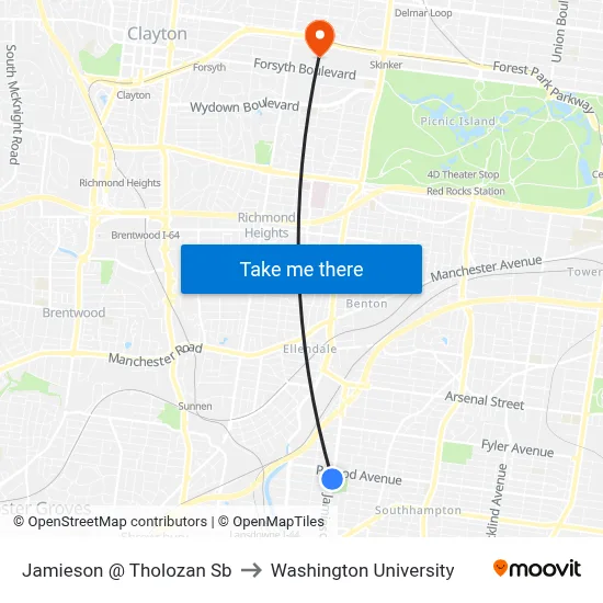 Jamieson @ Tholozan Sb to Washington University map