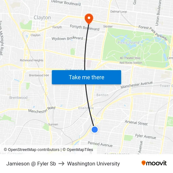 Jamieson @ Fyler Sb to Washington University map