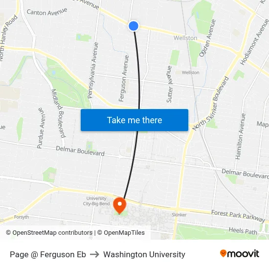 Page @ Ferguson Eb to Washington University map