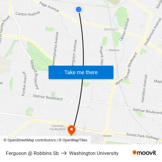 Ferguson @ Robbins Sb to Washington University map